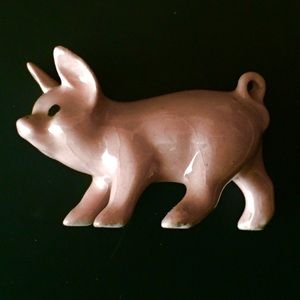 Vintage Little pink piggy porcelain miniature figurine